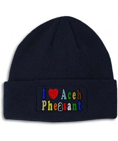 Custom Patch Beanie I Love Aceh Pheasant Winter Hats Acrylic Skull Cap Hats for Men & Women 1 Size Navy Design Only $13.05 Sk...