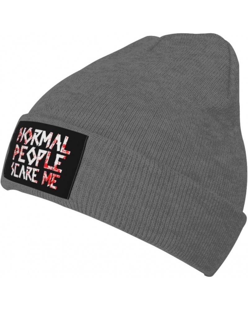 Funny Normal People Scare Me Mens Winter Beanie Hats Warm Knit Hats Skull Cap Winter Hat for Women Deep Heather $9.58 Skullie...