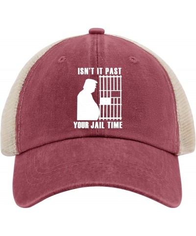 Isn't It Past Your Jail Time Trump Golf Hat Camp Hat AllBlack Mens Golf Hat Gifts for Girlfriends Baseball Wine Red02 $9.44 S...