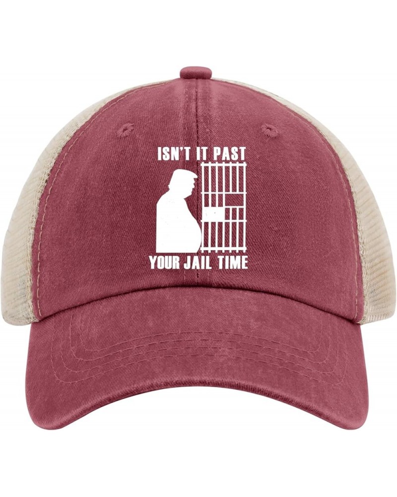 Isn't It Past Your Jail Time Trump Golf Hat Camp Hat AllBlack Mens Golf Hat Gifts for Girlfriends Baseball Wine Red02 $9.44 S...