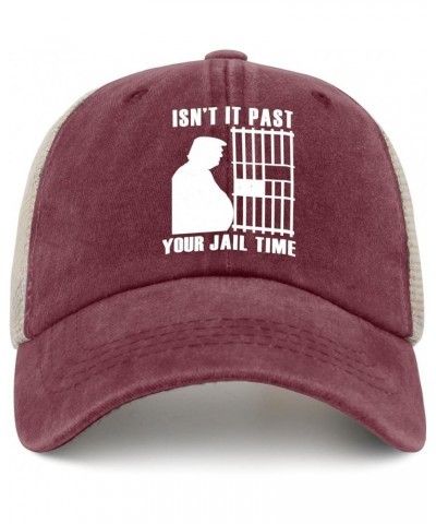 Isn't It Past Your Jail Time Trump Golf Hat Camp Hat AllBlack Mens Golf Hat Gifts for Girlfriends Baseball Wine Red02 $9.44 S...