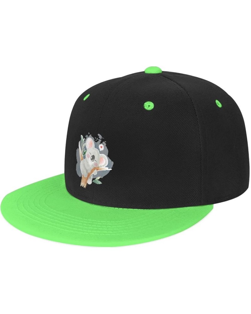 Sleeping Koala Baseball Cap for Men Women Snapback Hat Adjustable Flat Bill Hats Green $14.34 Baseball Caps