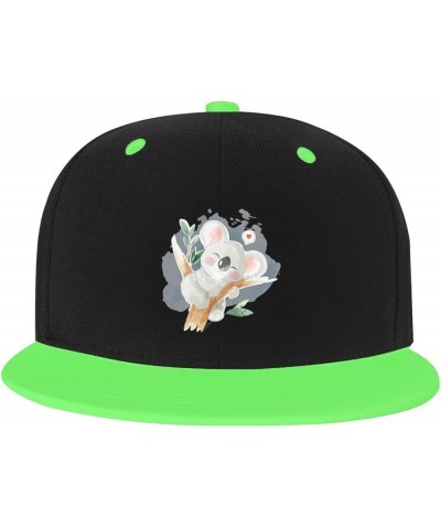 Sleeping Koala Baseball Cap for Men Women Snapback Hat Adjustable Flat Bill Hats Green $14.34 Baseball Caps