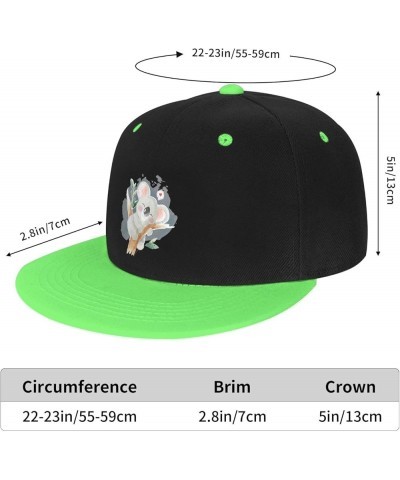 Sleeping Koala Baseball Cap for Men Women Snapback Hat Adjustable Flat Bill Hats Green $14.34 Baseball Caps