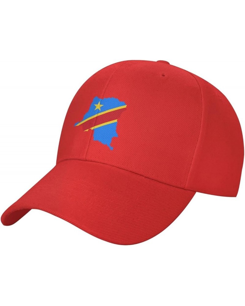 Democratic Republic of The Congo Terrain Map Baseball Cap for Men Women Classic Adjustable Golf Dad Hat Red $11.48 Baseball Caps