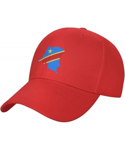 Democratic Republic of The Congo Terrain Map Baseball Cap for Men Women Classic Adjustable Golf Dad Hat Red $11.48 Baseball Caps