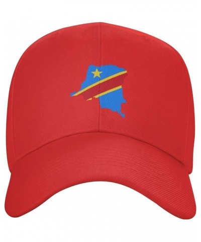 Democratic Republic of The Congo Terrain Map Baseball Cap for Men Women Classic Adjustable Golf Dad Hat Red $11.48 Baseball Caps