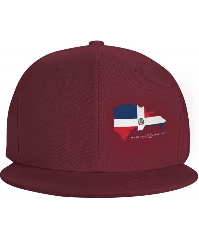 Snapback Baseball Cap The Dominican Republic Classic Dad Trucker Flat Bill Brim Hat Dark Red $11.33 Baseball Caps