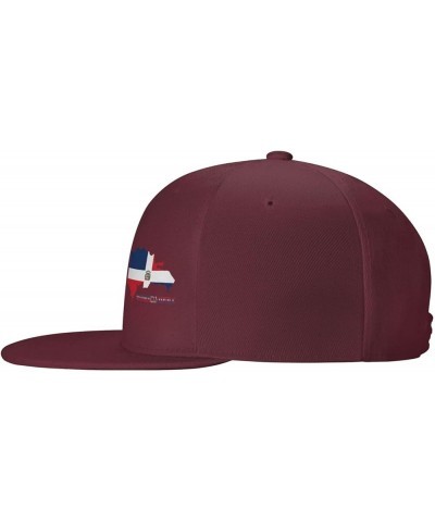 Snapback Baseball Cap The Dominican Republic Classic Dad Trucker Flat Bill Brim Hat Dark Red $11.33 Baseball Caps