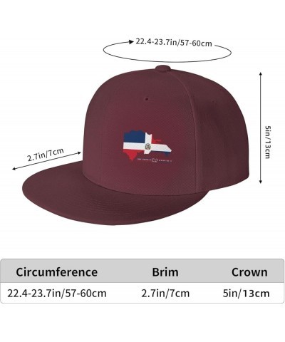 Snapback Baseball Cap The Dominican Republic Classic Dad Trucker Flat Bill Brim Hat Dark Red $11.33 Baseball Caps