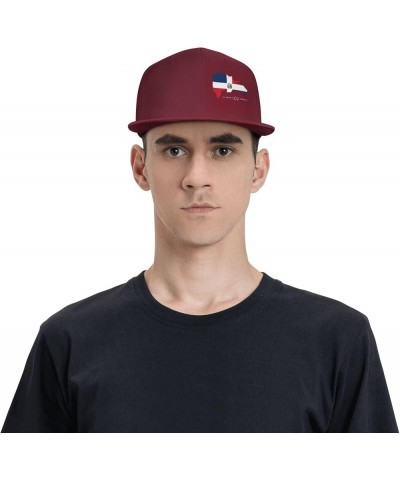 Snapback Baseball Cap The Dominican Republic Classic Dad Trucker Flat Bill Brim Hat Dark Red $11.33 Baseball Caps