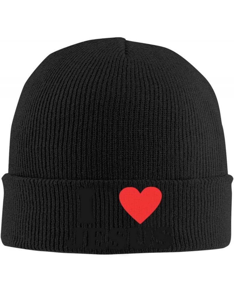 Jesus - I Love Jesus Beanie Hat Men Winter Warm Hat Women Knit Stocking Hat Slouchy Skull Cap Knitted Hat Black Black $9.95 S...