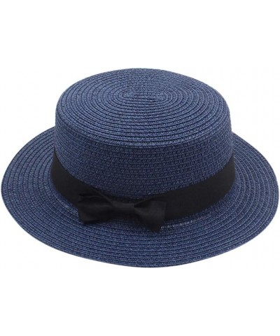 Women's Summer Beach Sun Hat Straw Hat Lightweight Wide Brim Panama Straw Sun Hat Fedora Cap UPF50+ Navy $7.77 Skullies & Bea...