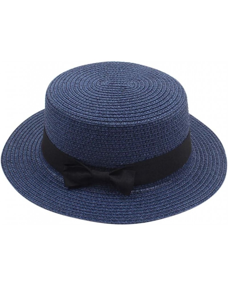 Women's Summer Beach Sun Hat Straw Hat Lightweight Wide Brim Panama Straw Sun Hat Fedora Cap UPF50+ Navy $7.77 Skullies & Bea...