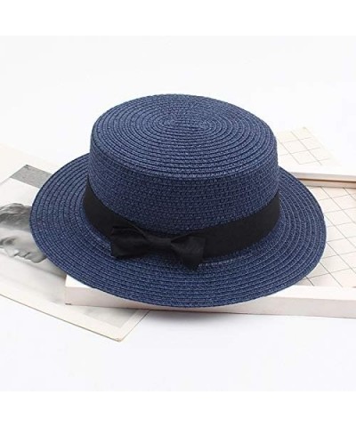 Women's Summer Beach Sun Hat Straw Hat Lightweight Wide Brim Panama Straw Sun Hat Fedora Cap UPF50+ Navy $7.77 Skullies & Bea...