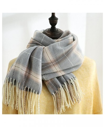 Women's Fashion Long Shawl Big Grid Winter Warm Lattice Large Scarf Elegant Shawl Neck Shawl Muffler Blue $9.23 Scarves