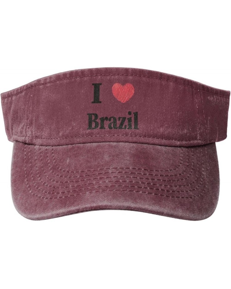 I Love Brazil Sun Hat Sun Visor Hats for Women Men Baseball Cap Golf Hats Red $14.20 Visors