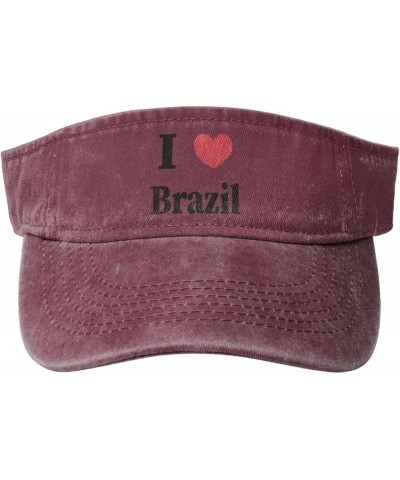 I Love Brazil Sun Hat Sun Visor Hats for Women Men Baseball Cap Golf Hats Red $14.20 Visors