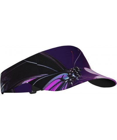 Purple Butterfly and Flower Sports Sun Visor Hat Empty Top Sun Hats Unisex Sun Caps Adjustable Visor Cap for Baseball Golf $1...