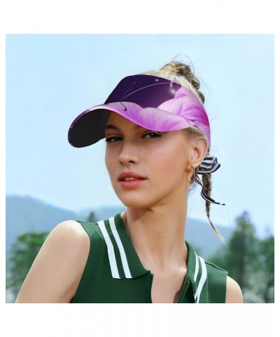 Purple Butterfly and Flower Sports Sun Visor Hat Empty Top Sun Hats Unisex Sun Caps Adjustable Visor Cap for Baseball Golf $1...