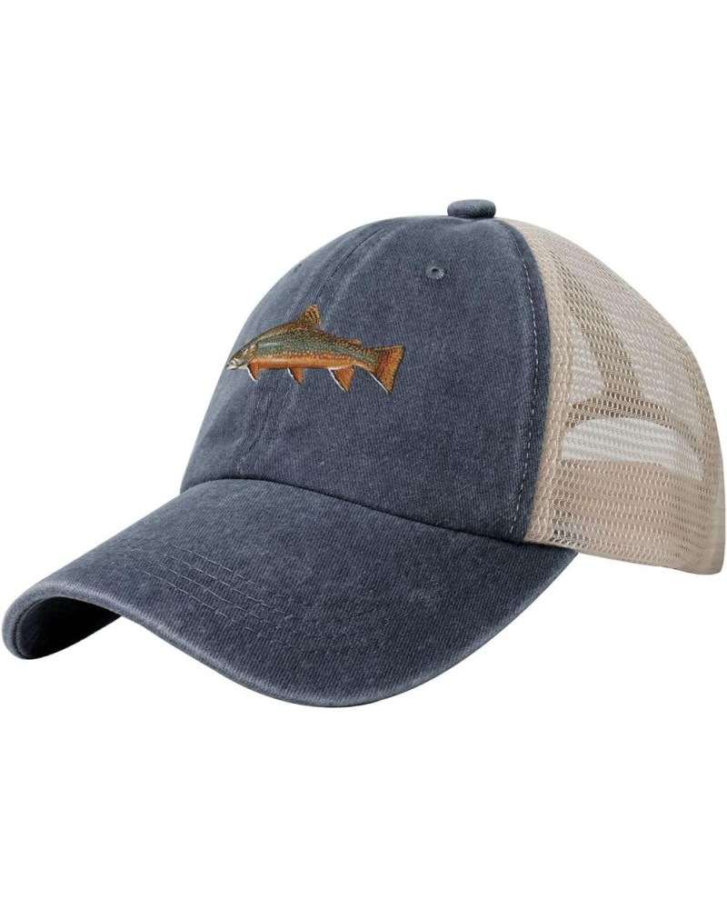 Funny-Trout-Fishing-Fisherman Gifts for Women Men Funny Washed Baseball Cap Adjustable Dad Hats for Men Women Black Navy Blue...