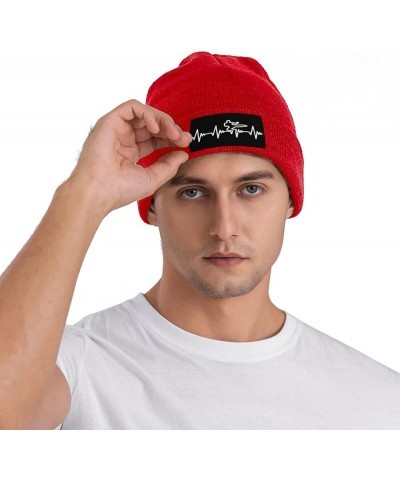 Winter Knit Hat Cap for Men Women, Taekwondo Heartbeats Unisex Beanie Hat Cuffed Skull Cap Warm Ski Hats Black Red $6.50 Skul...