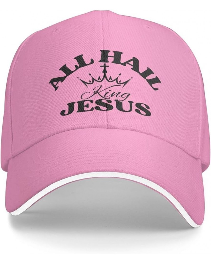 All-Hail King-Jesus Cap Christ Cross Christian 2024 Baseball Cap for Men Women Trucker Hat Pink $12.93 Baseball Caps