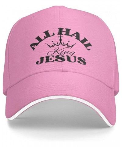 All-Hail King-Jesus Cap Christ Cross Christian 2024 Baseball Cap for Men Women Trucker Hat Pink $12.93 Baseball Caps