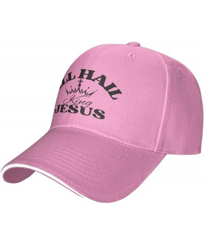 All-Hail King-Jesus Cap Christ Cross Christian 2024 Baseball Cap for Men Women Trucker Hat Pink $12.93 Baseball Caps