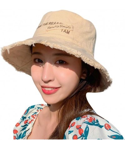 Casual Denim Fisherman Hats Sun Protection Foldable Beach Hat Summer Fashion Trend Outdoor Sport Seaside Caps Beige $8.74 Buc...