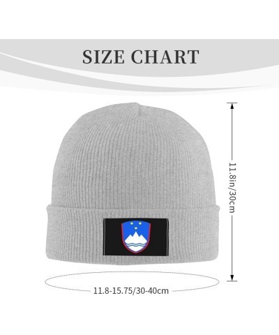 Coat of arms of Slovenia Beanie Hat for Men Women Knit Skull Cap Warm Hats Black Knitted Caps Gray $12.84 Skullies & Beanies