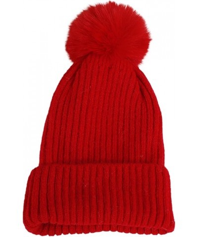 Winter Knit Hat for Men & Women Daily Stretchy Knit Ribbed Cap Warm & Soft Stylish Toboggan Caps for Cold Weather Red $7.70 S...