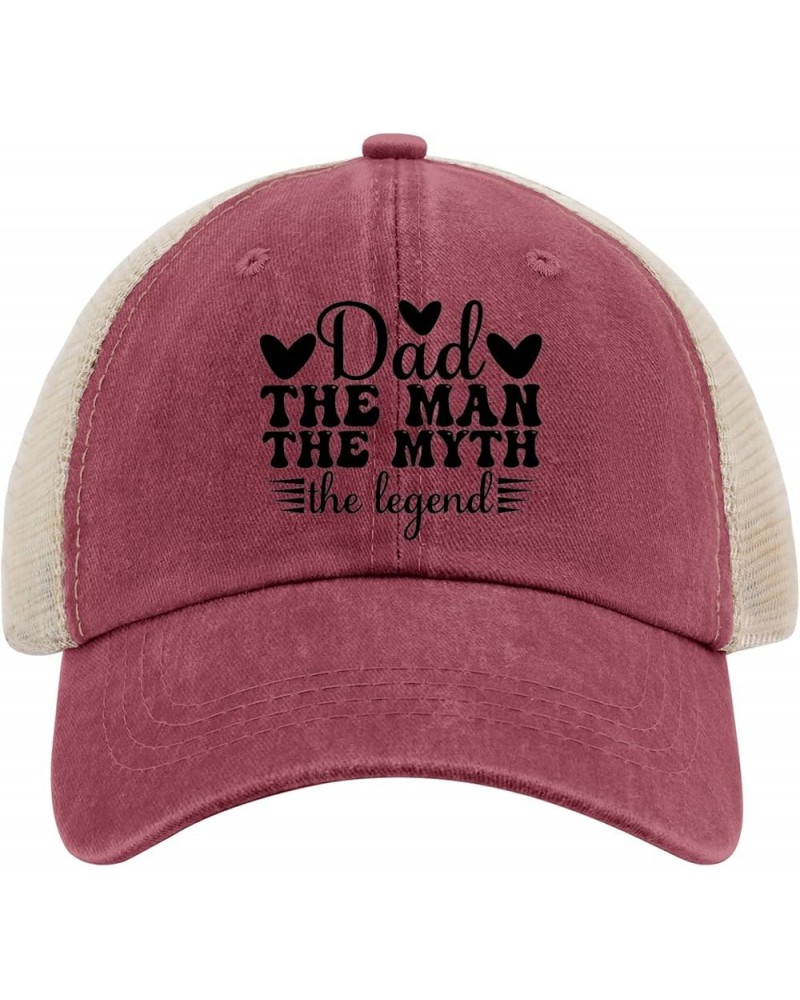 Dad The Man The Myth The Legend,Fathers Day Cap Fish Hat Allblack Mens Golf Hat Gifts for Boyfriends Hiking Wine Red02 $10.64...