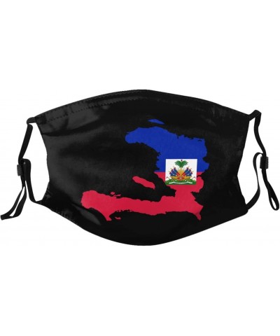 Flag Map of Haiti Face Mask Adjustable Breathable Balaclava with Filter Black $11.90 Balaclavas