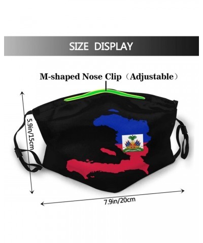 Flag Map of Haiti Face Mask Adjustable Breathable Balaclava with Filter Black $11.90 Balaclavas