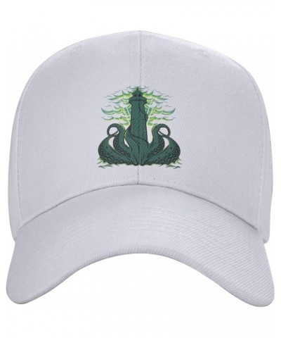 Monster in The Sea with Clouds Covering The Lighthouse Baseball Cap for Men Women Classic Adjustable Golf Dad Hat White $9.23...