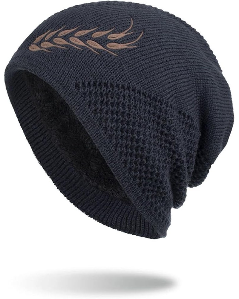 Beanie Hat for Men and Women Winter Warm Sherpa Fleece Lined Hats Cable Knit Graphic Slouchy Thicken Thermal Skull Cap Navy $...