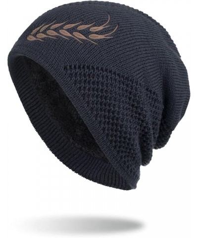 Beanie Hat for Men and Women Winter Warm Sherpa Fleece Lined Hats Cable Knit Graphic Slouchy Thicken Thermal Skull Cap Navy $...