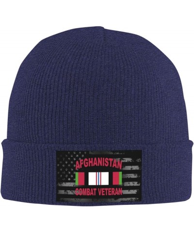 Afghanistan Combat Veteran Knit Hats Winter Warm Chunky Beanie Hat for Men Women Navy Blue $15.09 Skullies & Beanies