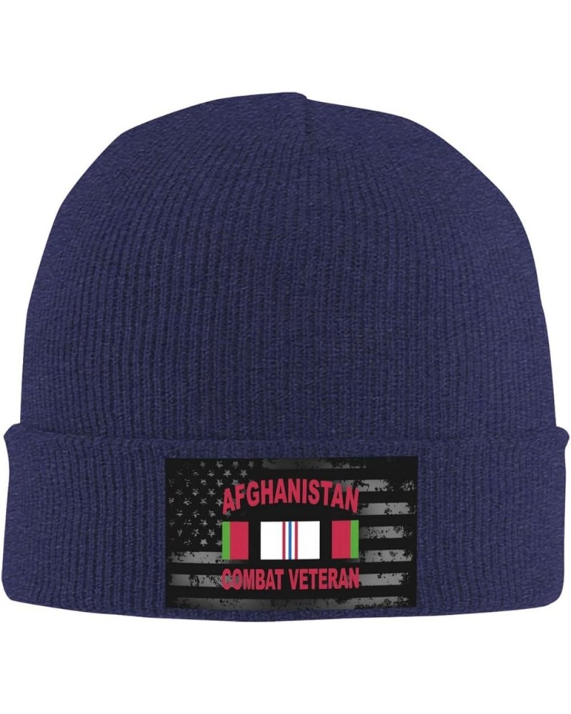 Afghanistan Combat Veteran Knit Hats Winter Warm Chunky Beanie Hat for Men Women Navy Blue $15.09 Skullies & Beanies