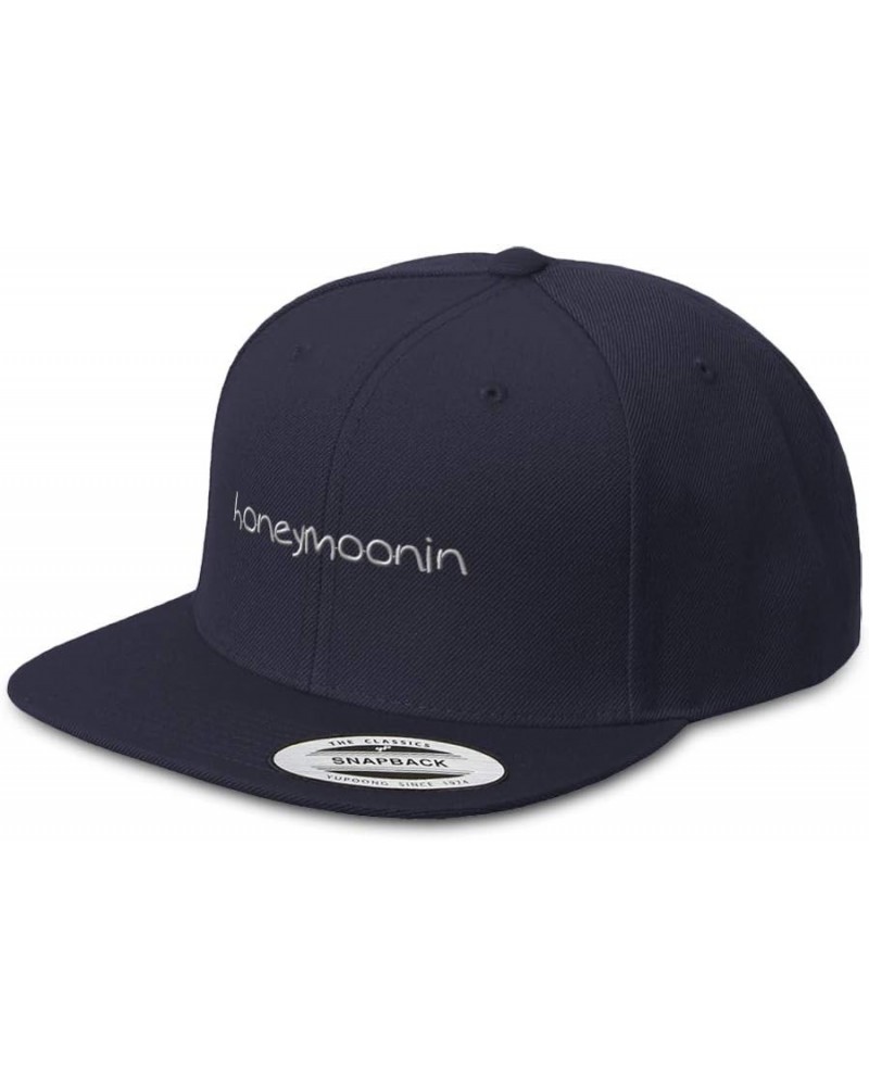 Snapback Hats for Men & Women Honeymooning Embroidery Acrylic Flat Bill Baseball Cap Navy Design Only $18.80 Baseball Caps