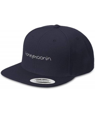 Snapback Hats for Men & Women Honeymooning Embroidery Acrylic Flat Bill Baseball Cap Navy Design Only $18.80 Baseball Caps