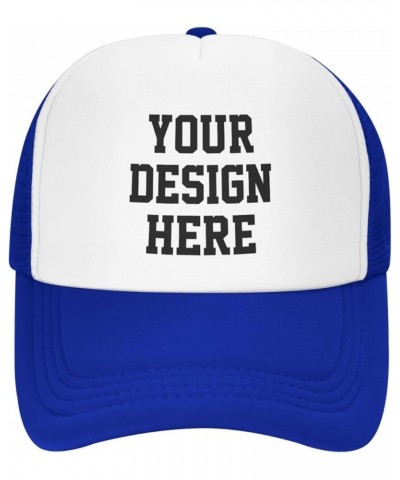 Custom Hats for Men Add Your Logo Text Photo Trucker Hats Blue $7.63 Baseball Caps