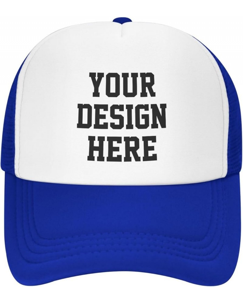 Custom Hats for Men Add Your Logo Text Photo Trucker Hats Blue $7.63 Baseball Caps