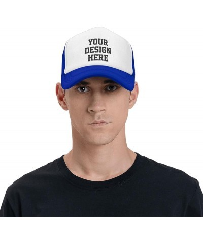 Custom Hats for Men Add Your Logo Text Photo Trucker Hats Blue $7.63 Baseball Caps