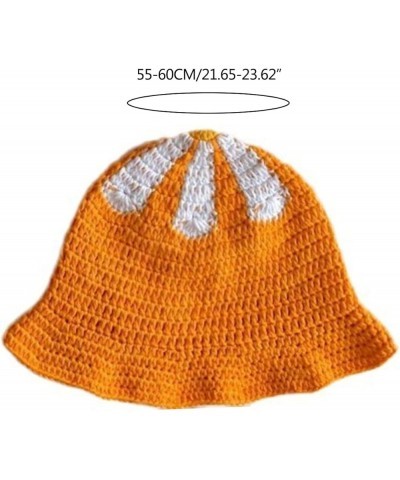 Elegant Bucket Hat Colorful Handmade Crochet Hat Flower Decors Vacation Hat Breathable Knitted Bucket Hat for Women Wy $11.52...