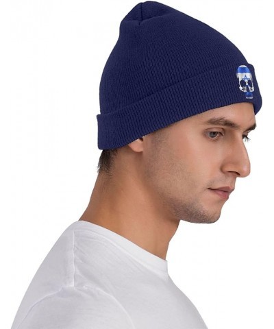 Israeli National Flag Skull Knit Hats Winter Warm Chunky Beanie Hat for Men Women Navy Blue $12.79 Skullies & Beanies