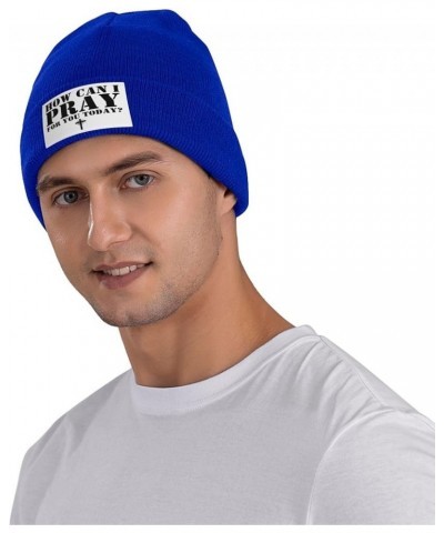 How Can I Pray for You Today Christian Easter Three Days Jesus Cross 2024 Beanie Men Women Warm Winter Cap Knit Hat Blue $9.2...