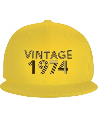 Vintage 1974 50 Year Old Gifts 50th Birthday Gift Trucker Hat Women Baseball Cap Men Dad Hat Snapback Hat Black Yellow $10.34...