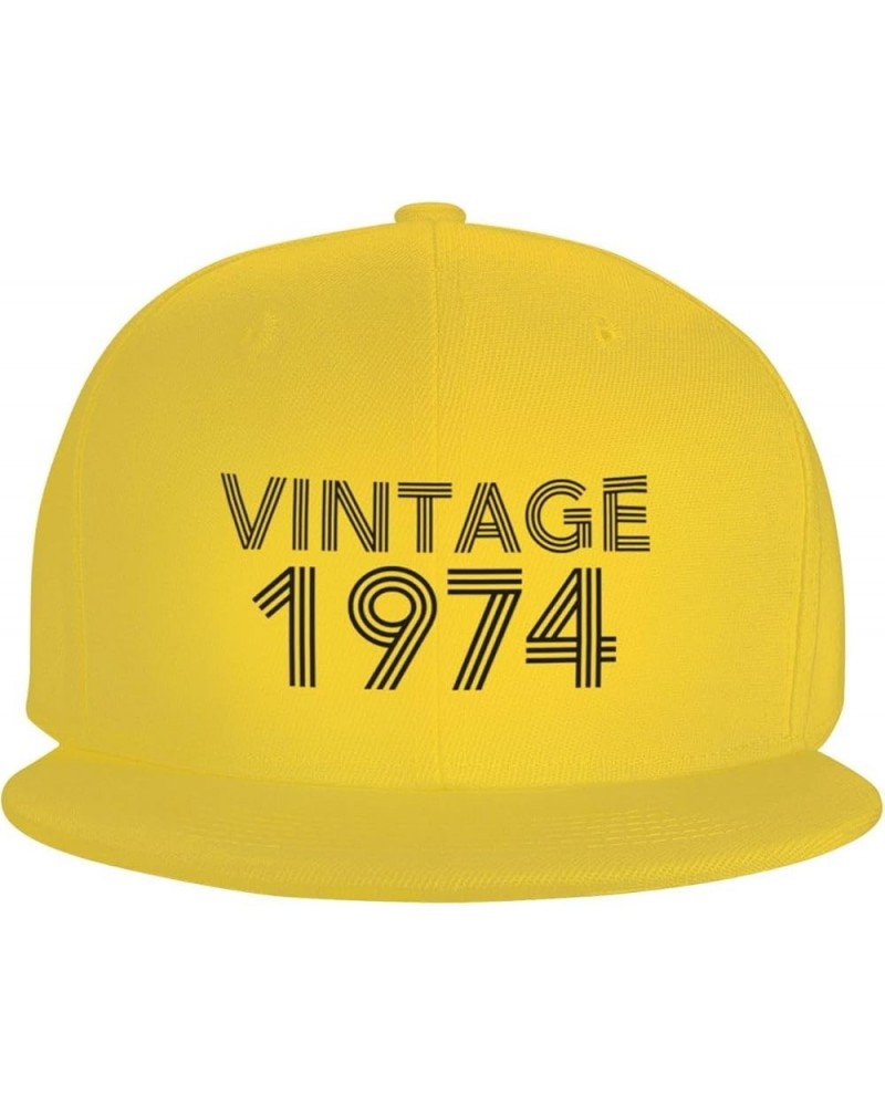 Vintage 1974 50 Year Old Gifts 50th Birthday Gift Trucker Hat Women Baseball Cap Men Dad Hat Snapback Hat Black Yellow $10.34...